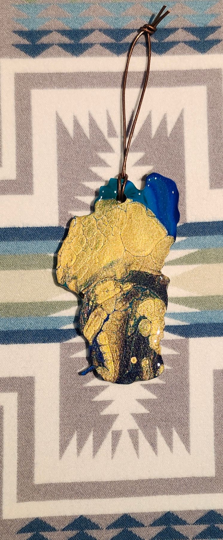 Lake Tahoe Blue, Green & Gold Ornament
